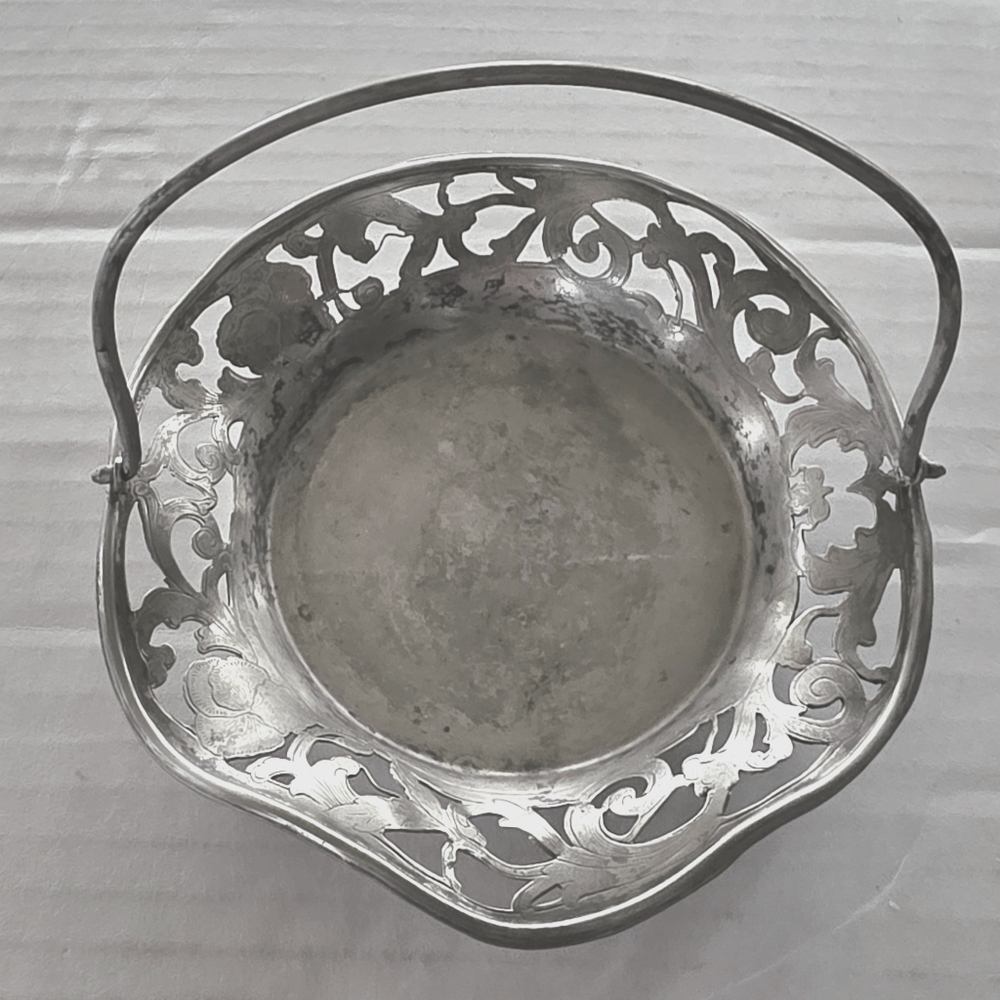 Art Nouveau Silver Plated Basket (5" Across) No Markings- Lovely - Picture 6 of 8